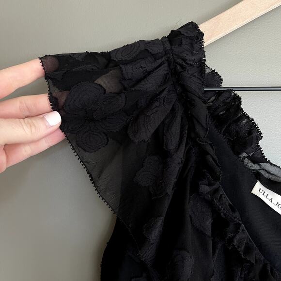 Ulla Johnson Rimona Dress Black Floral Silk Ruffles One Shoulder Size 0 Classic - Picture 9 of 16